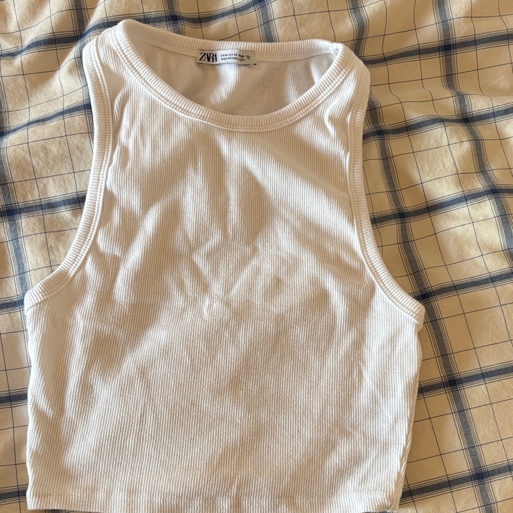 Zara Cream Ribbed Tank Top